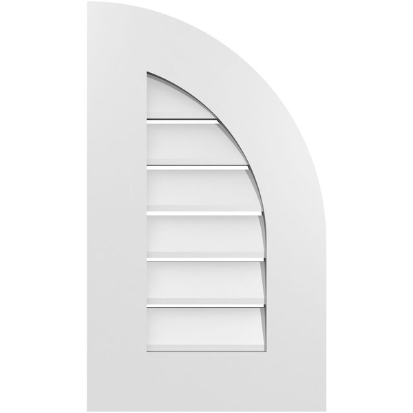 Ekena Millwork Quarter Round Top Right Surface Mount PVC Gable Vent w/ 3-1/2"W x 1"P Standard Frame, 14"W x 24"H GVPQR14X2401SF - main
